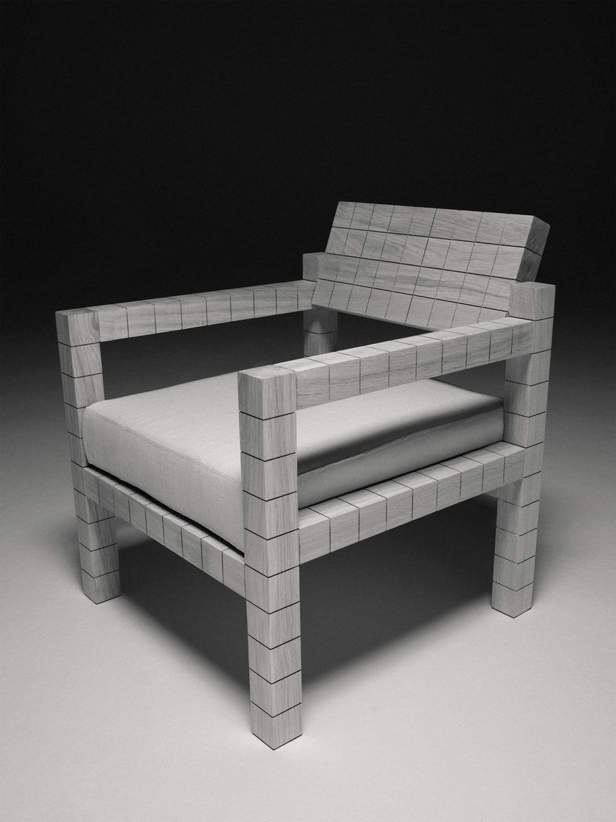 Silla con reposabrazos Mosaico de madera maciza — Marlot Baus