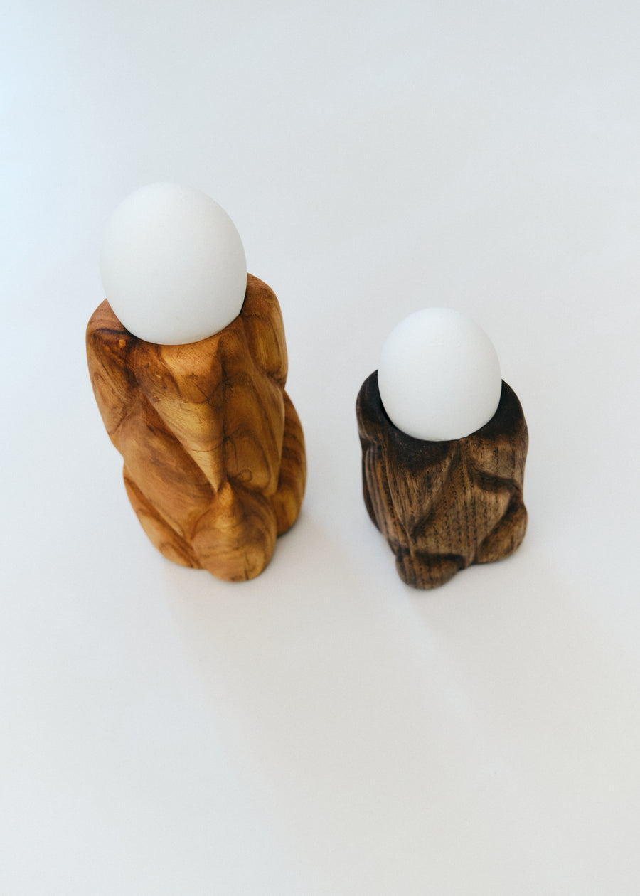 Trenzar copa para huevos de madera de castaño — Marlot Baus