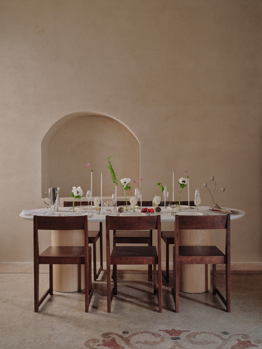 Mesa de comedor Botticelli de microcemento y madera — Marlot Baus