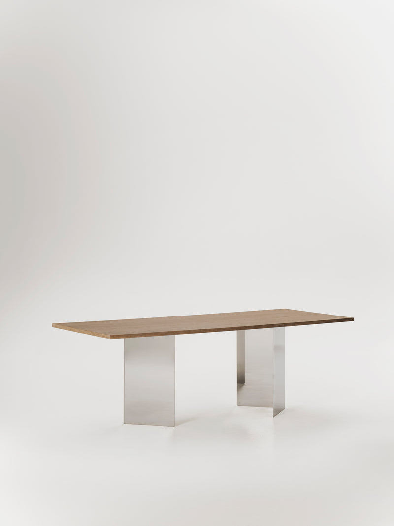 Mesa de comedor Ander de madera y acero inoxidable — Marlot Baus