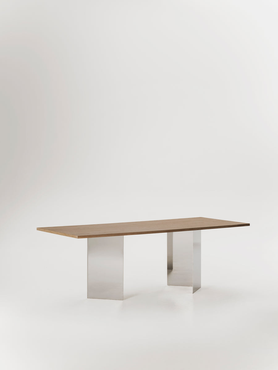 Mesa de comedor Ander de madera y acero inoxidable — Marlot Baus