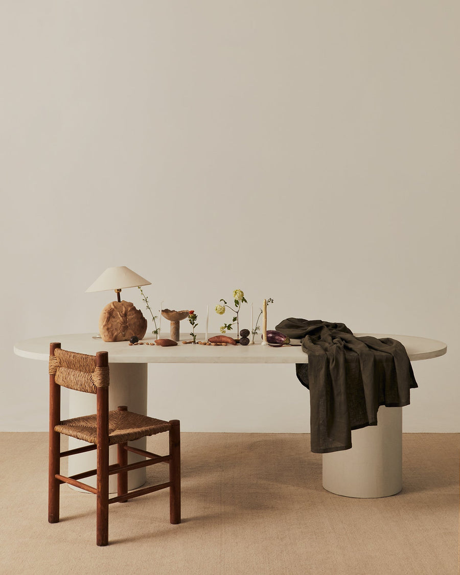 Oval Reye dining table in white beech